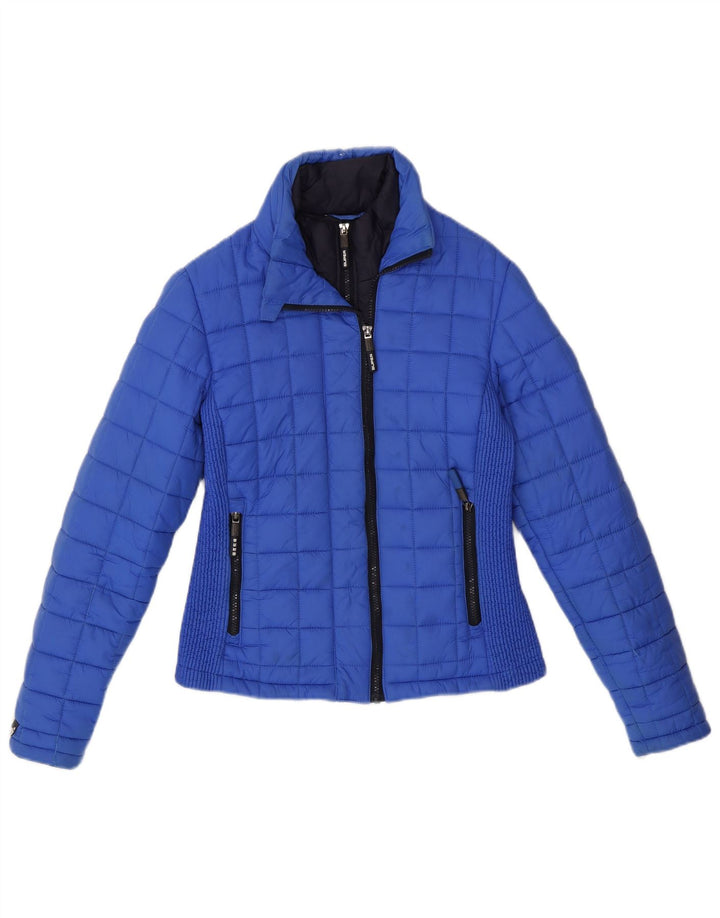 SUPERDRY Женская стеганая куртка UK 10, маленький синий полиэстер