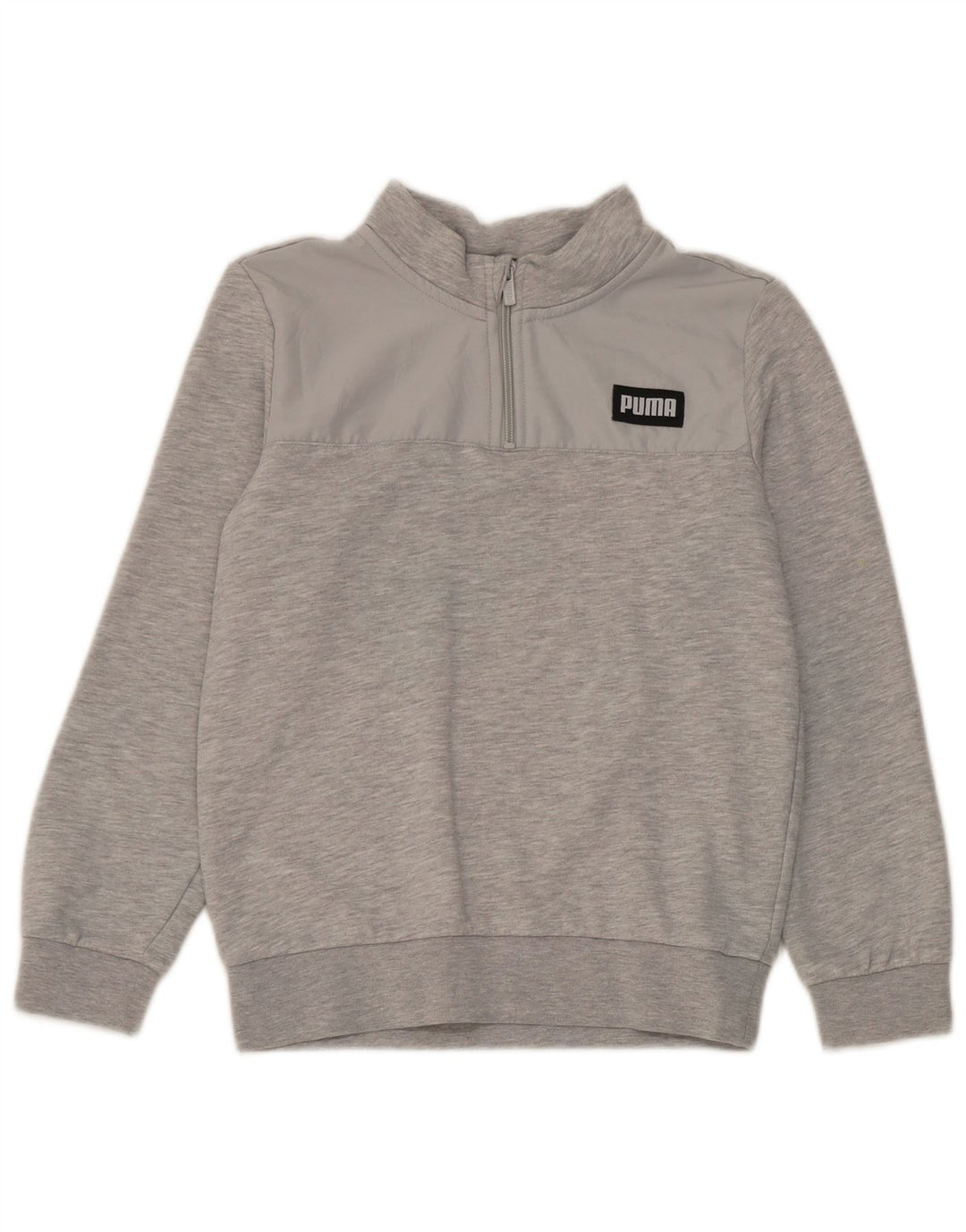 Puma Boys Zip Neck Sweatshirt Jumper 11-12 Years Grey Flecked