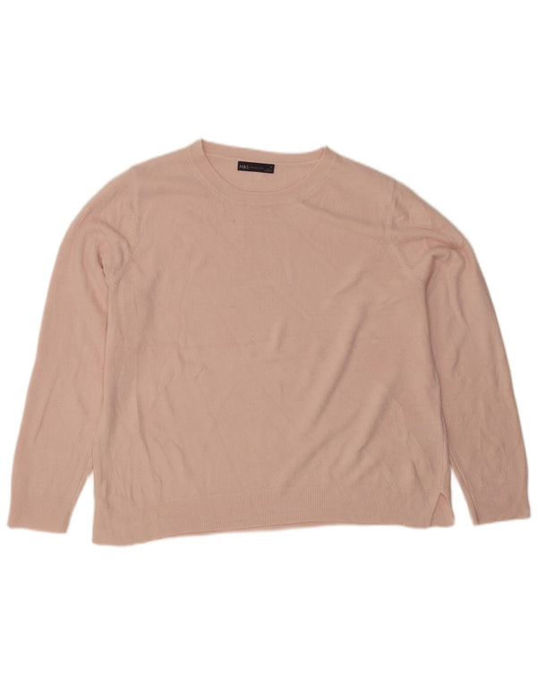 Marks & Spencer Damski sweter z dekoltem w łódkę UK 22 3XL Różowy akryl