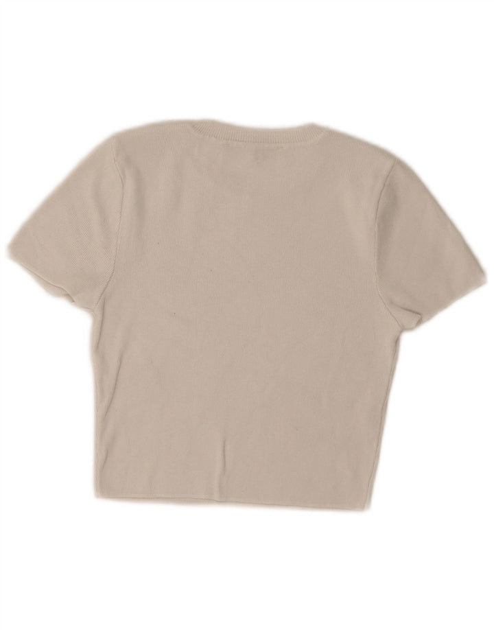 Zara Womens Crop T-Shirt Top UK 12 Medium White