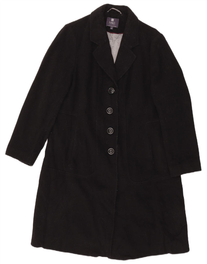 Marks & Spencer Womens Overcoat UK 16 Large  Black Wool