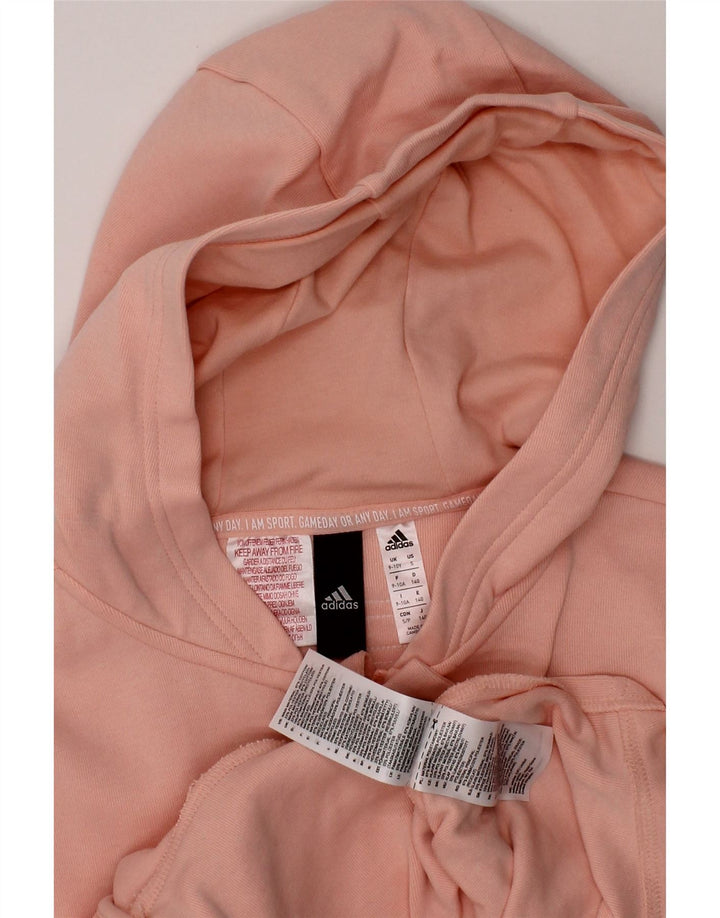 ADIDAS Girls Zip Hoodie Sweater 9-10 Years Pink Cotton Vintage Adidas and Second-Hand Adidas from Messina Hembry 
