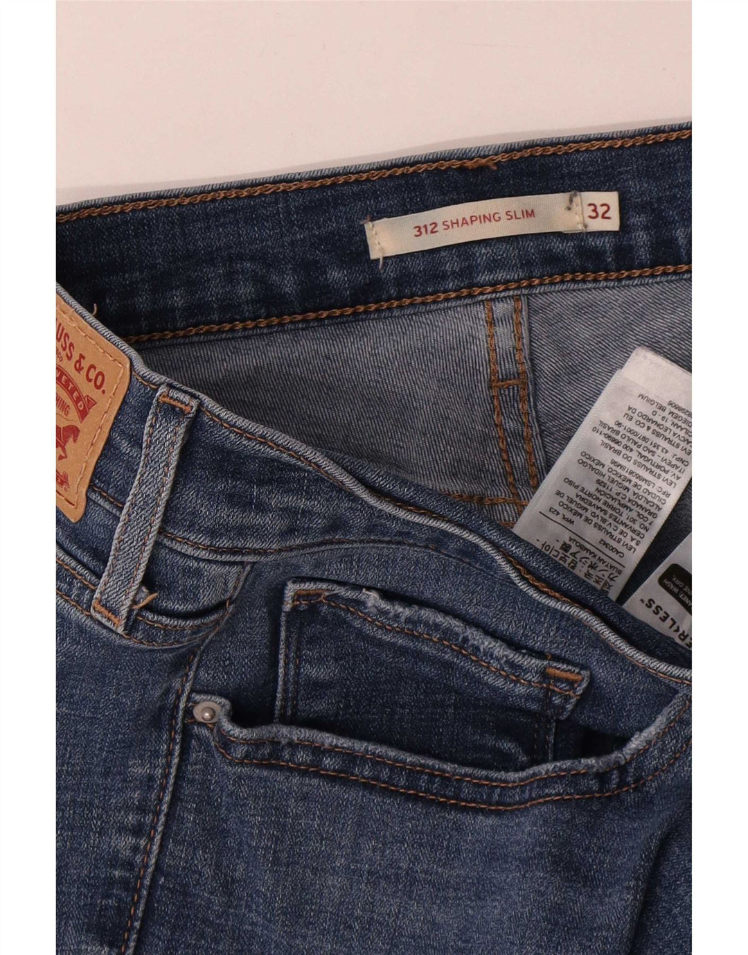 Levi's Womens 312 Shaping Slim Jeans W32 L30 Blue Cotton