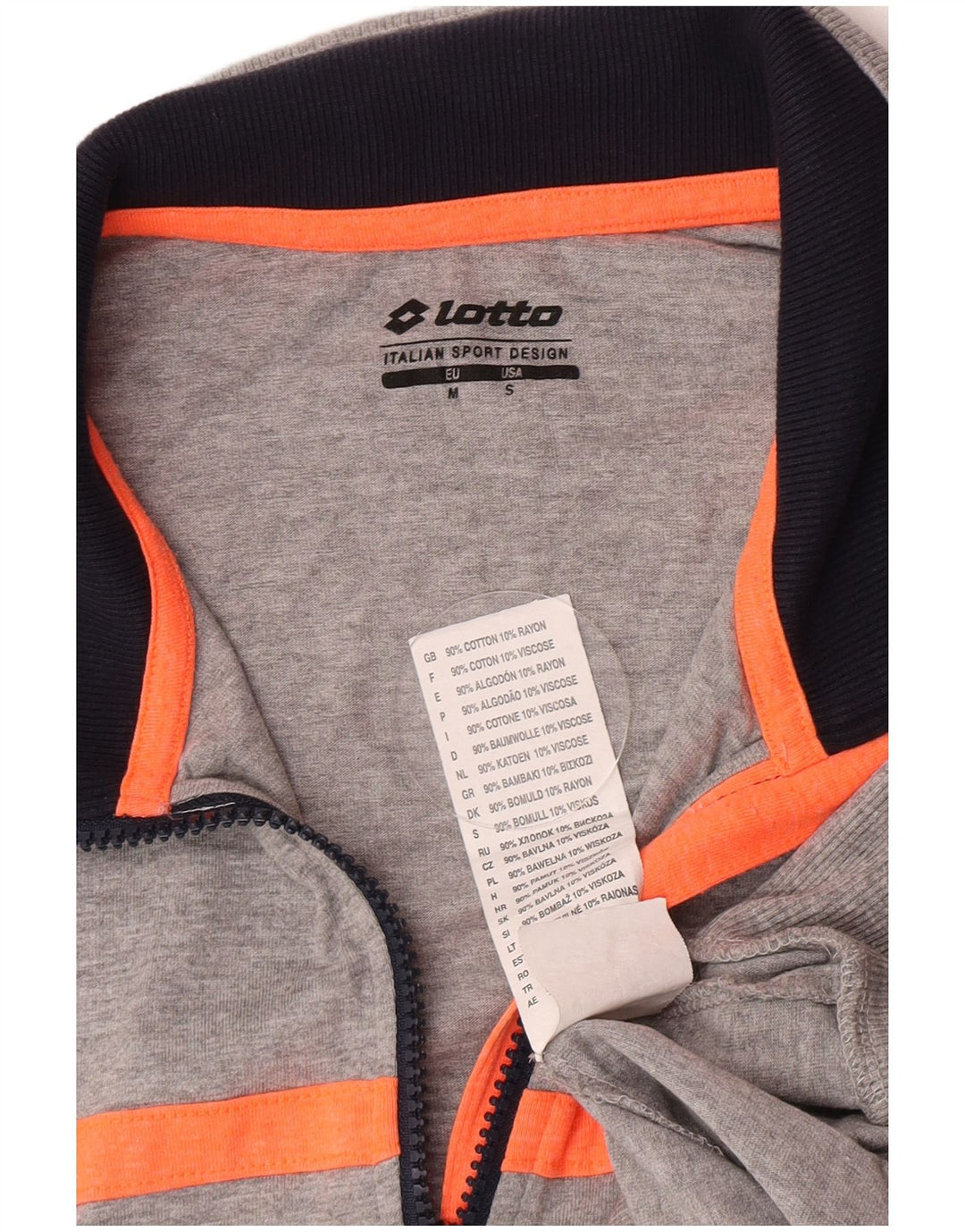 Lotto Mens Tracksuit Top Jacket Small Grey Colourblock Cotton