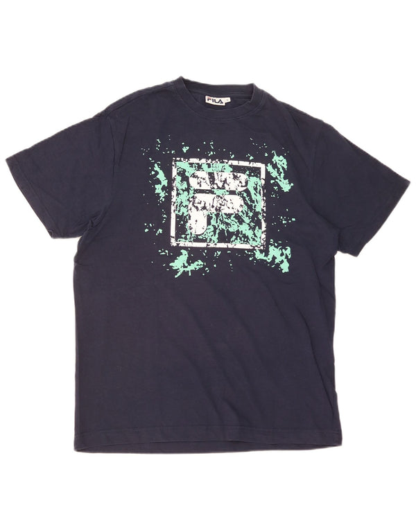 Fila Mens Graphic T-Shirt Top Small Navy Blue