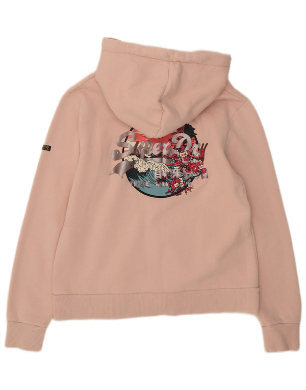 Superdry Damen-Kapuzenpullover mit grafischem Reißverschluss, UK 14, Größe L, Rosa, Baumwolle