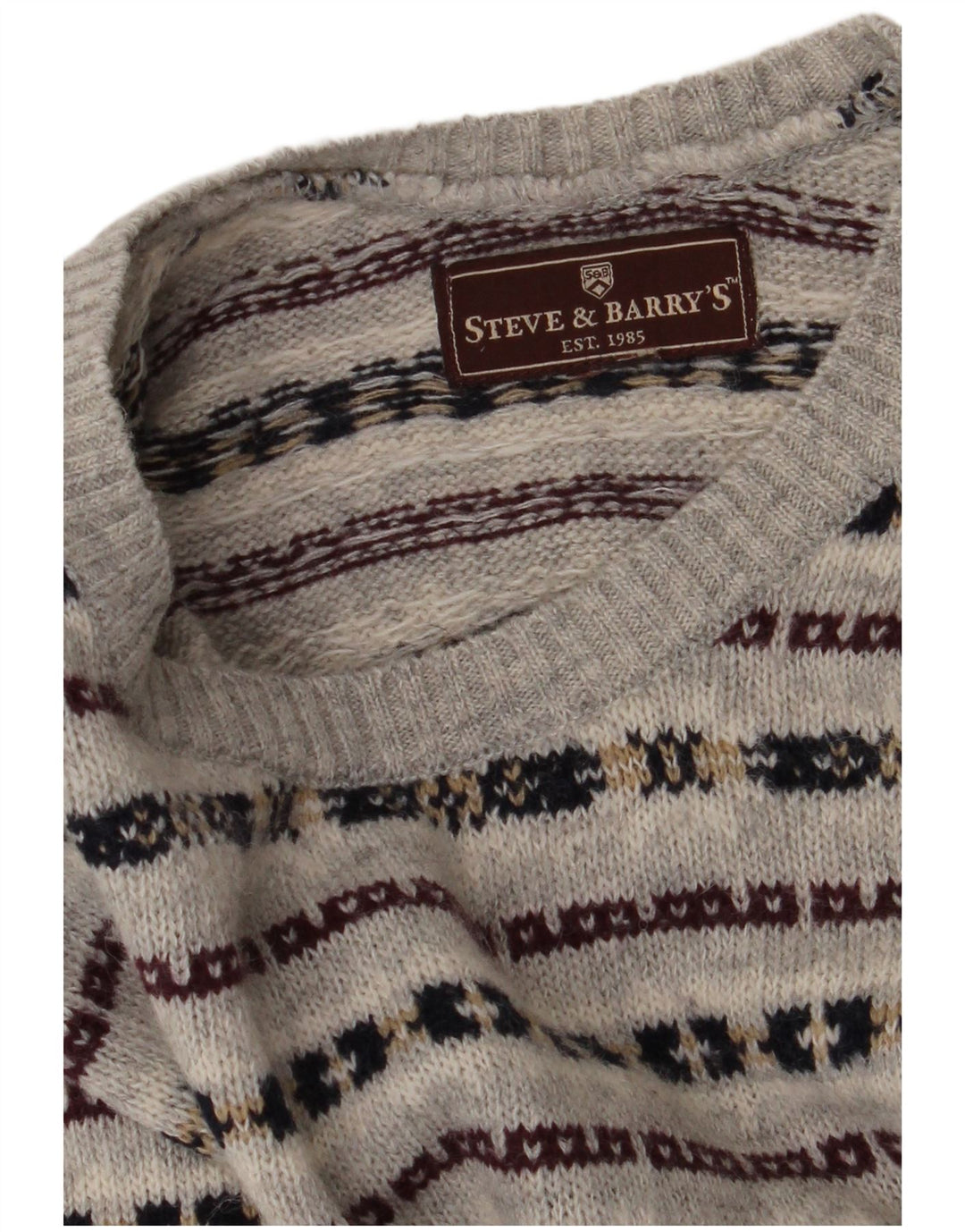 Steve & Baryy's Mens Crew Neck Jumper Sweater XL Grey Striped