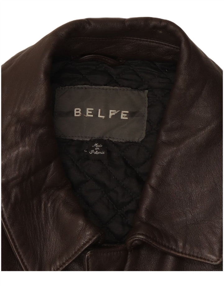 Belfe & Belfe Mens Leather Jacket UK 38 Medium Brown Leather