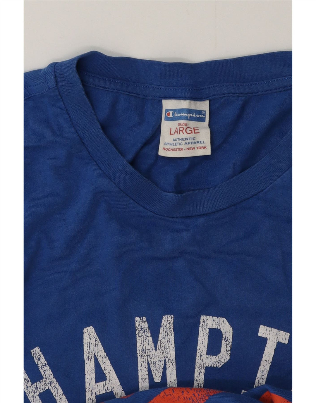 CHAMPION Herren-T-Shirt mit Grafik, Größe L, Blau