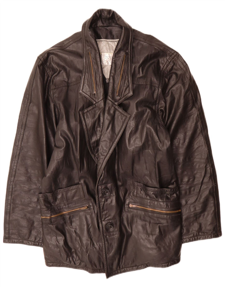 Giacca in pelle vintage da uomo IT 50 grande nera