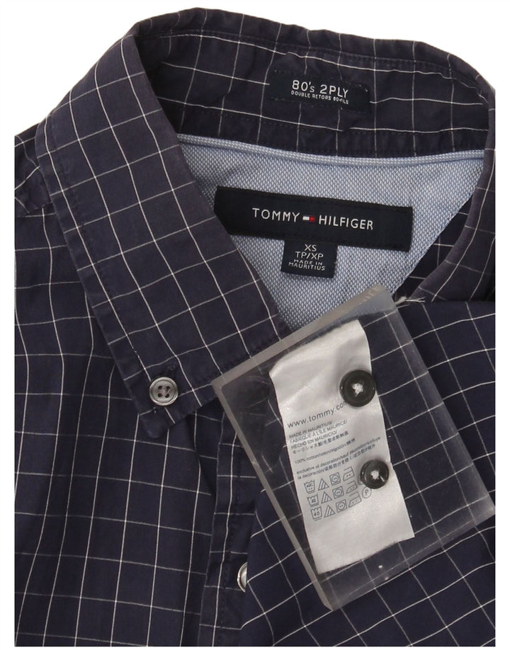 Tommy Hilfiger Mens Shirt XS Navy Blue Check Cotton