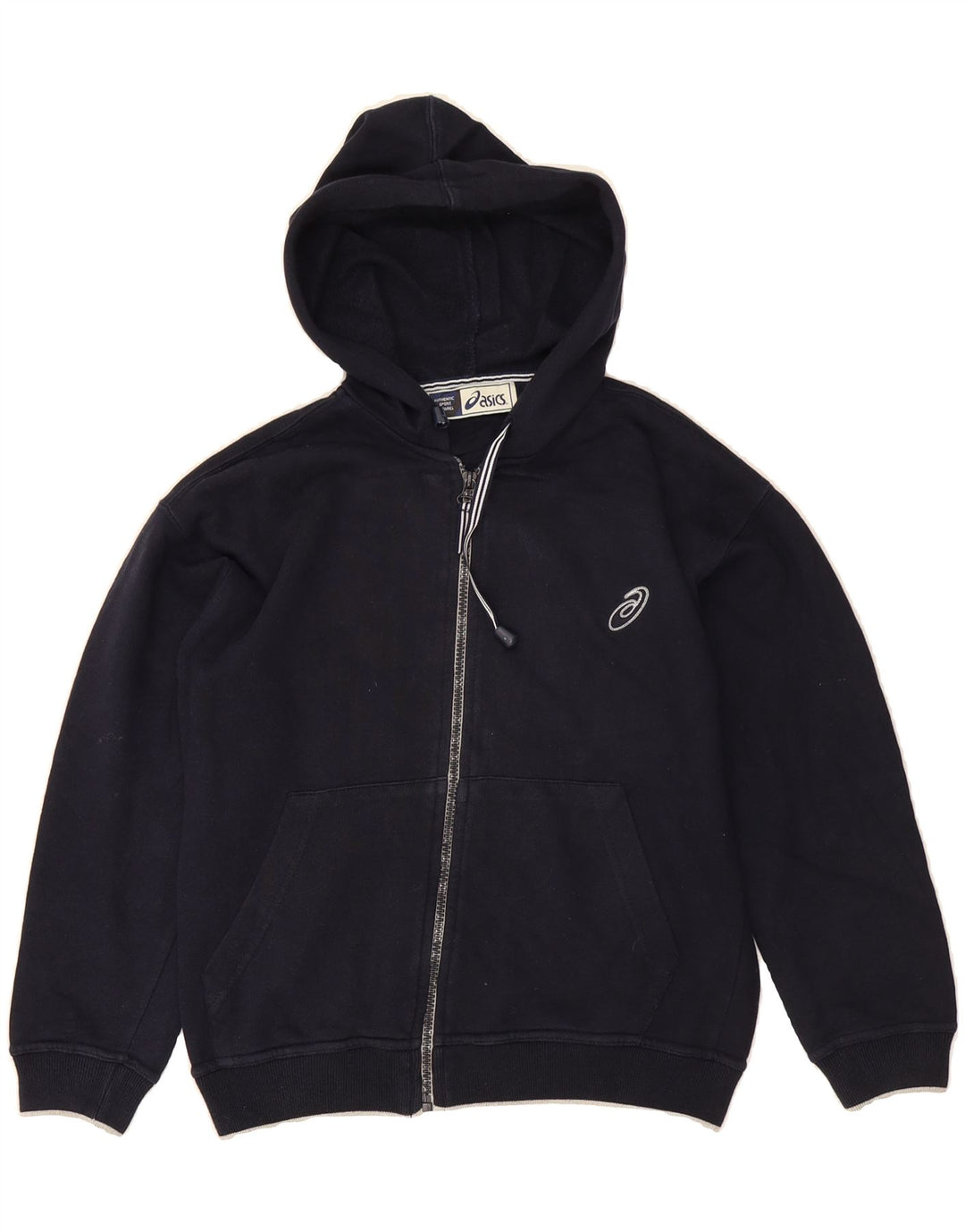 ASICS Boys Zip Hoodie Sweater 9-10 Years Navy Blue Cotton Vintage Asics and Second-Hand Asics from Messina Hembry 