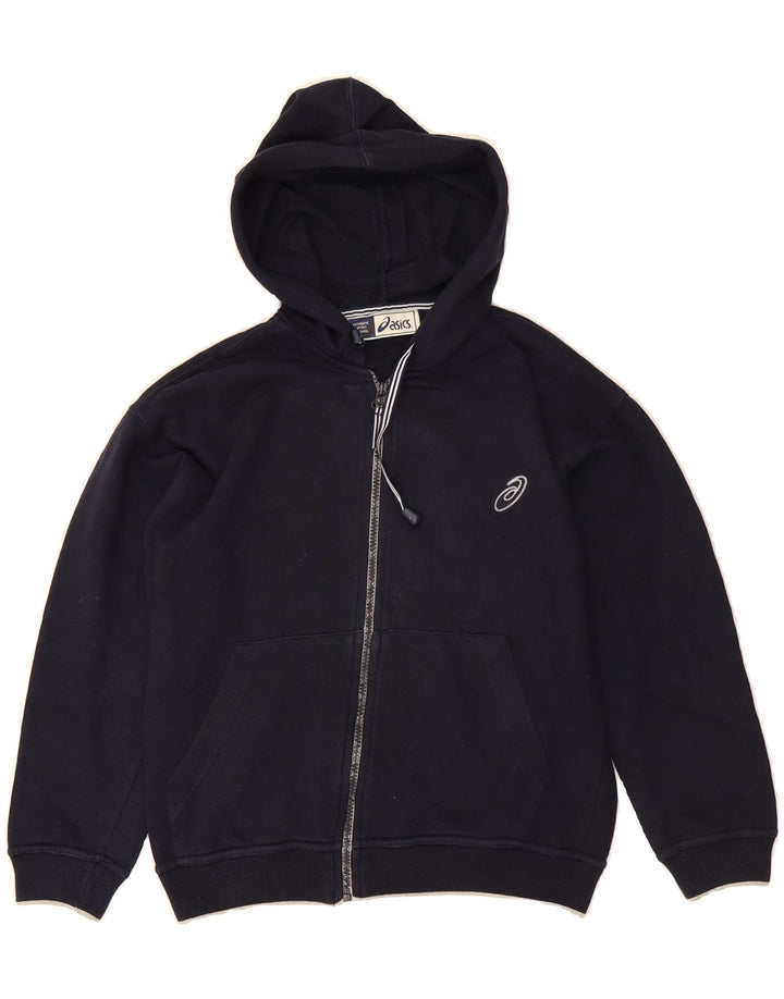 ASICS Boys Zip Hoodie Sweater 9-10 Years Navy Blue Cotton Vintage Asics and Second-Hand Asics from Messina Hembry 