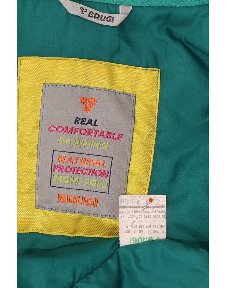 Brugi Womens Oversized Ski Jacket UK 14 Medium Green Colourblock Polyester