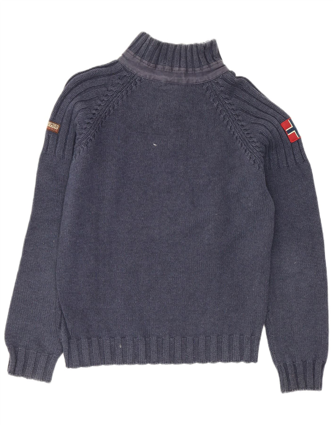 Napapijri Mens Zip Neck Jumper Sweater Small Blue Acrylic