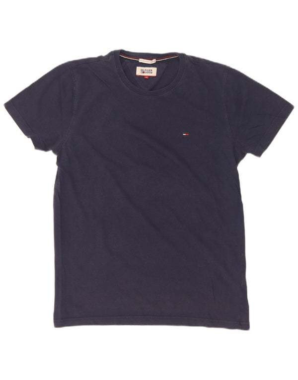 Tommy Hilfiger Womens Graphic T-Shirt Top UK 12 Medium Navy Blue Cotton