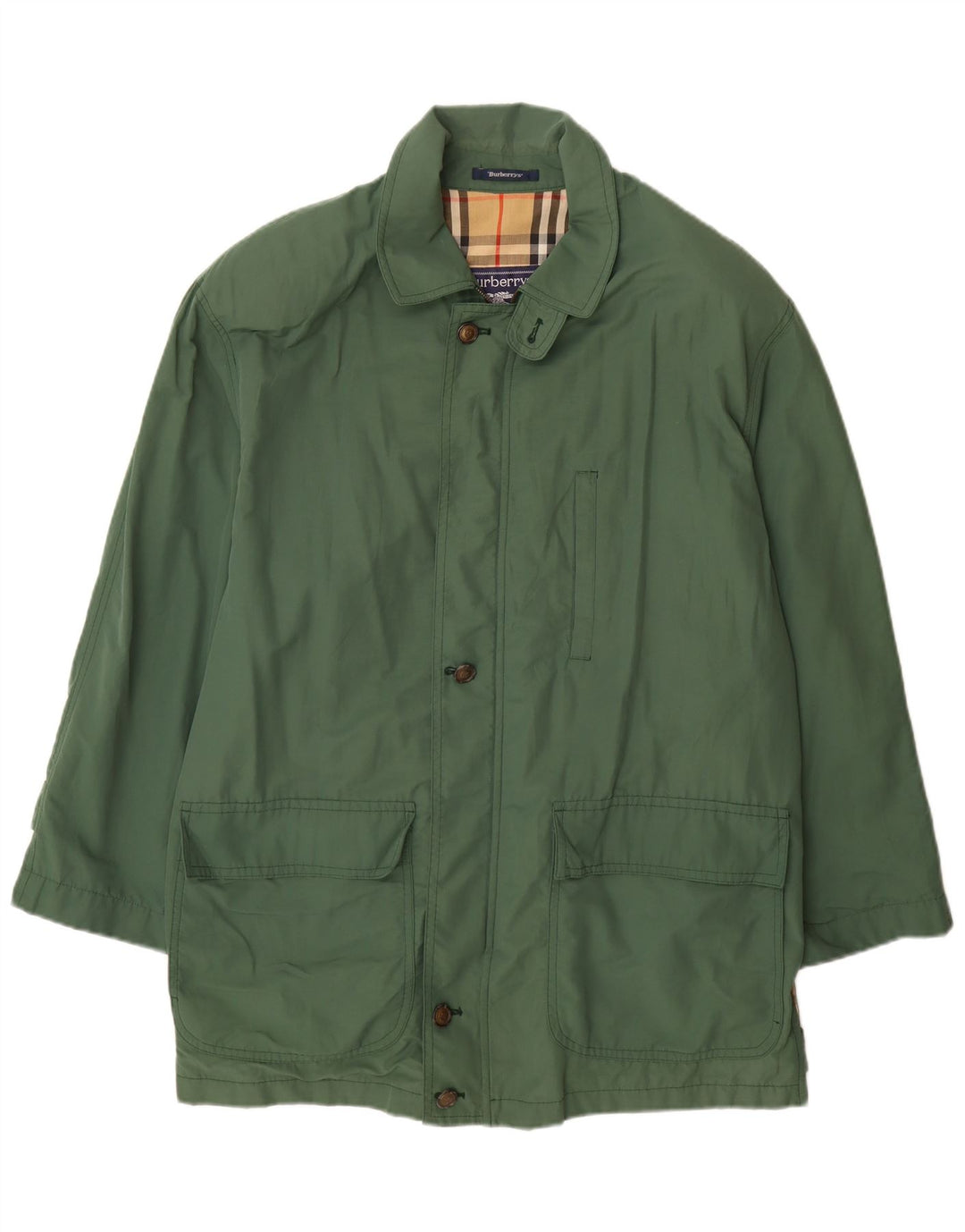 Burberrys Mens Utility Jacket IT 52 Large Green Cotton