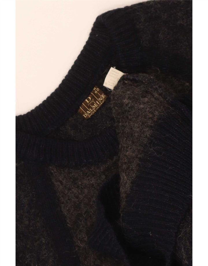 DALMINE Mens Crew Neck Jumper Sweater IT 50 Medium Grey Colourblock Wool