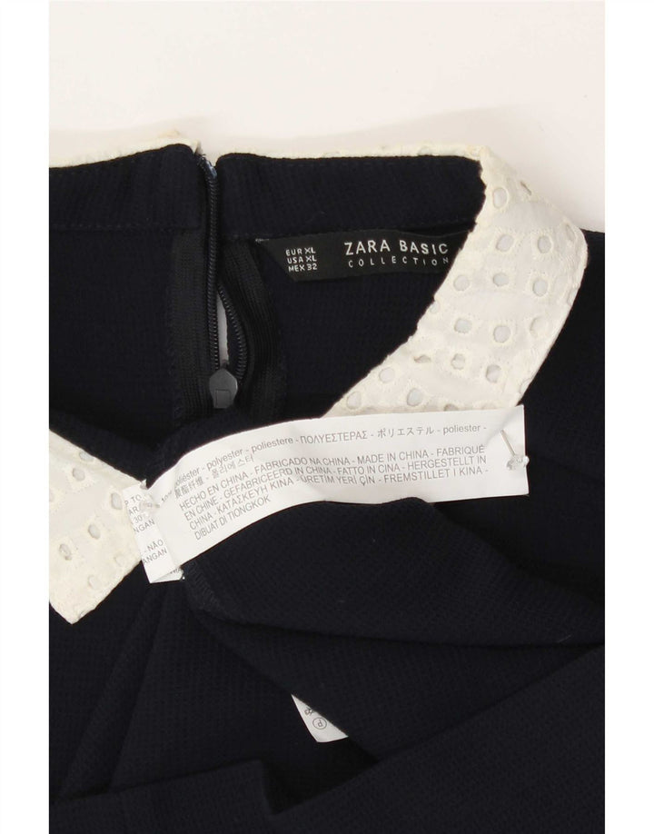 Zara Womens Shift Dress UK 18 XL Navy Blue Polyester