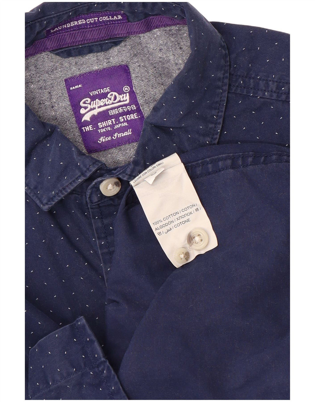 Superdry herreskjorte lille marineblå plettet bomuld