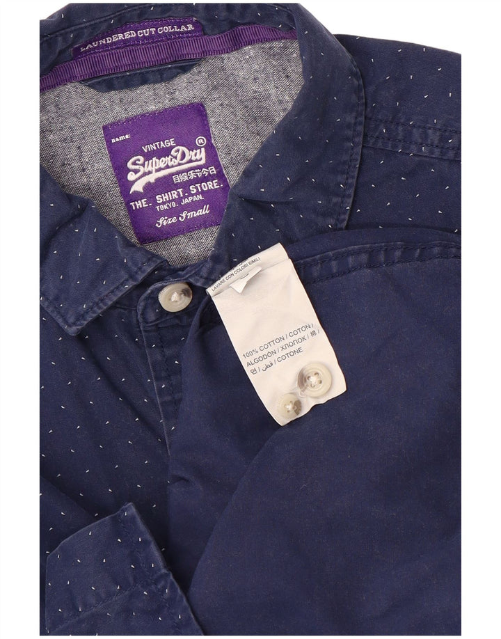 Superdry herreskjorte lille marineblå plettet bomuld