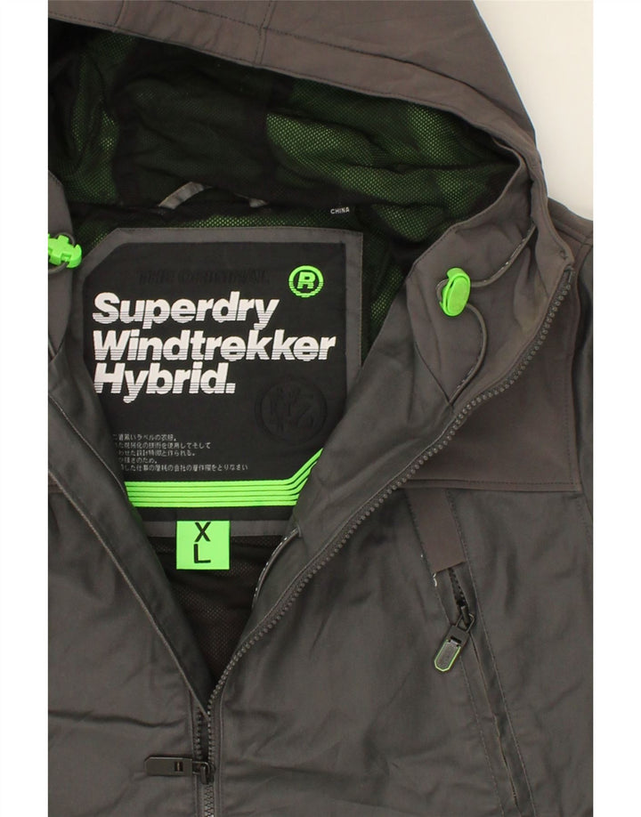 SUPERDRY Womens Windtrekker Windbreaker Jacket UK 18 XL Grey Colourblock Vintage Superdry and Second-Hand Superdry from Messina Hembry 