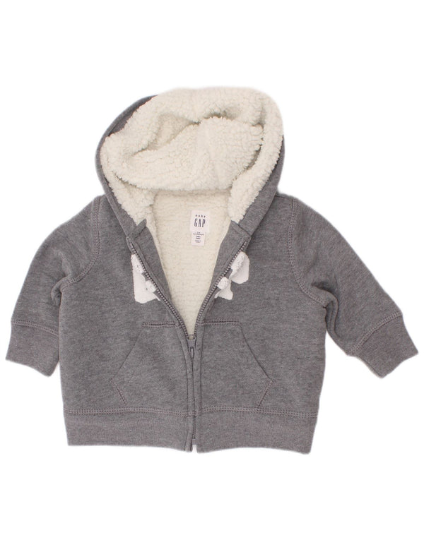 Gap Pull à capuche zippé graphique pour bébé garçon 3-6 mois Gris Coton