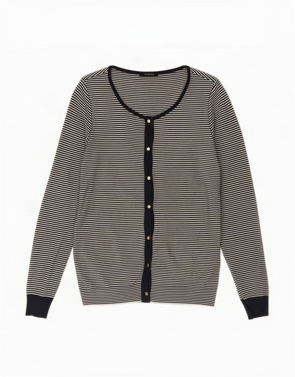Maglione cardigan da donna Massimo Dutti UK 12 Cotone a righe blu navy medio