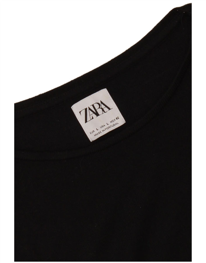Zara Womens T-Shirt Top UK 16 Large Black