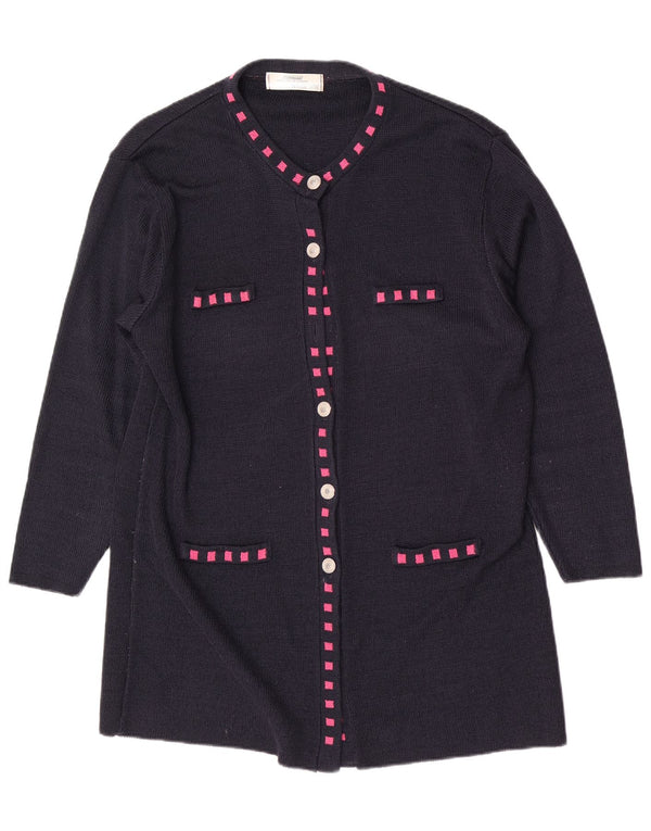 St. Bernard Womens Cardigan Sweater UK 14/16 Large Navy Blue Geometric
