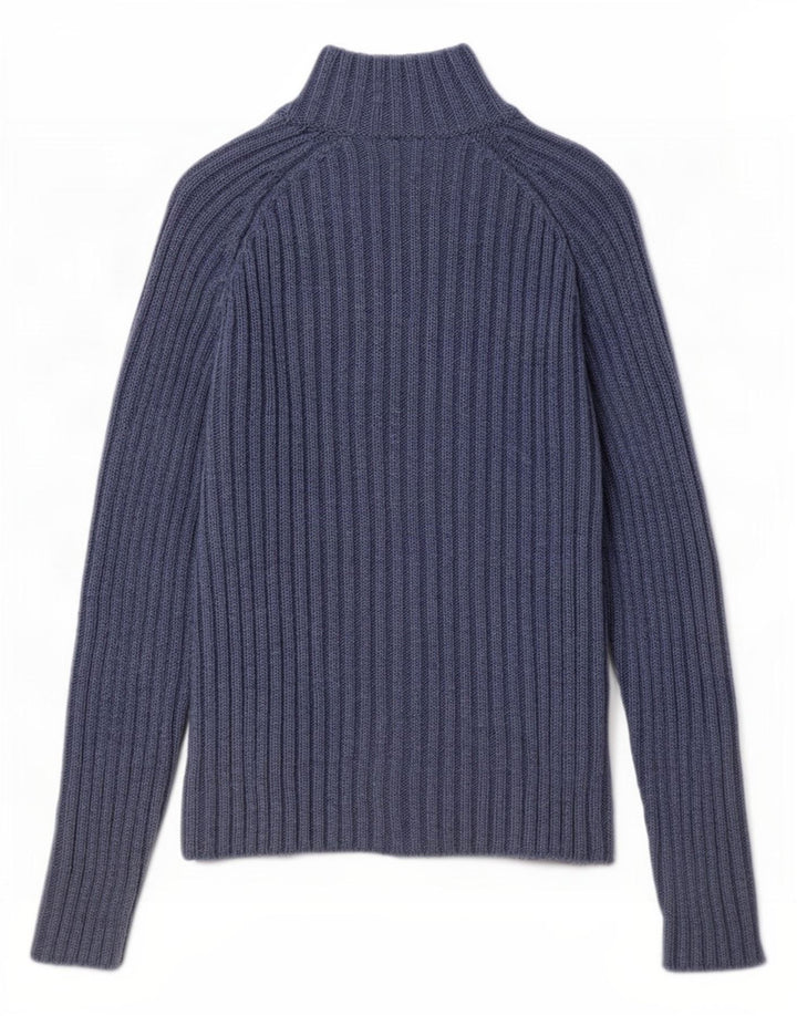Lacoste Womens Regular Fit Cardigan Sweater Size 38 Medium Blue Wool