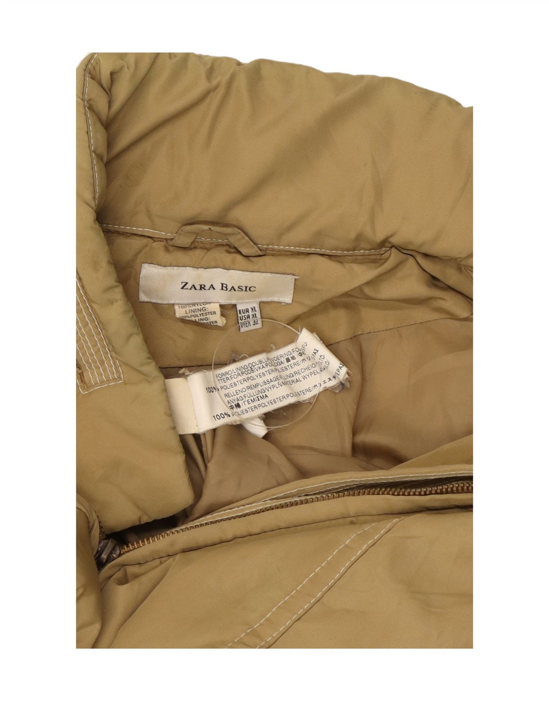Giacca imbottita da donna Zara UK 18 XL Nylon beige