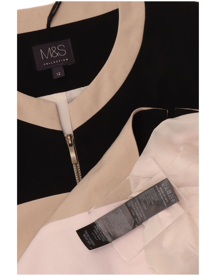 Marks & Spencer Womens Bomber Jacket UK 12 Medium Beige Colourblock