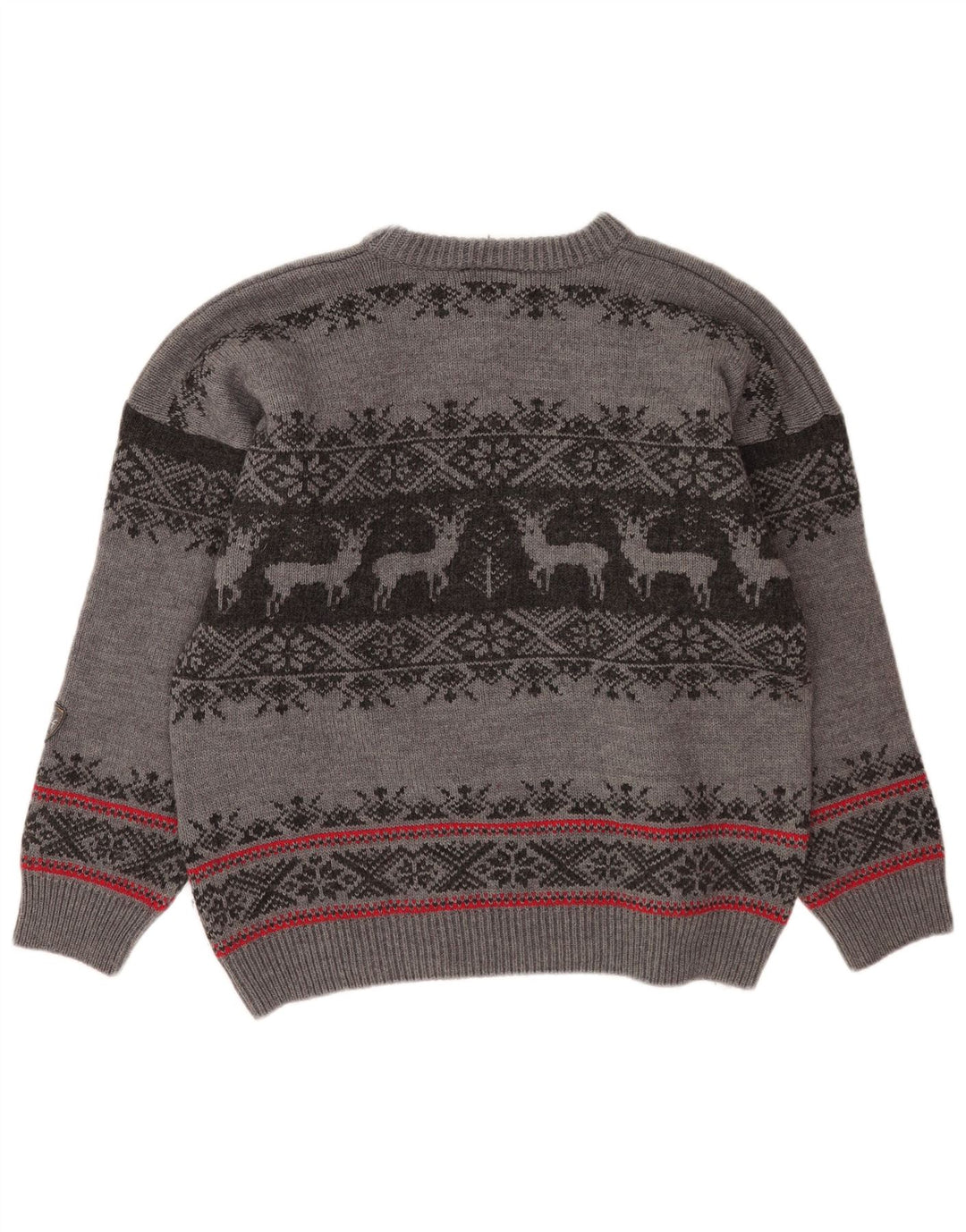 Hot Stuff Herren-Pullover mit Rundhalsausschnitt, groß, graue Fair-Isle-Wolle