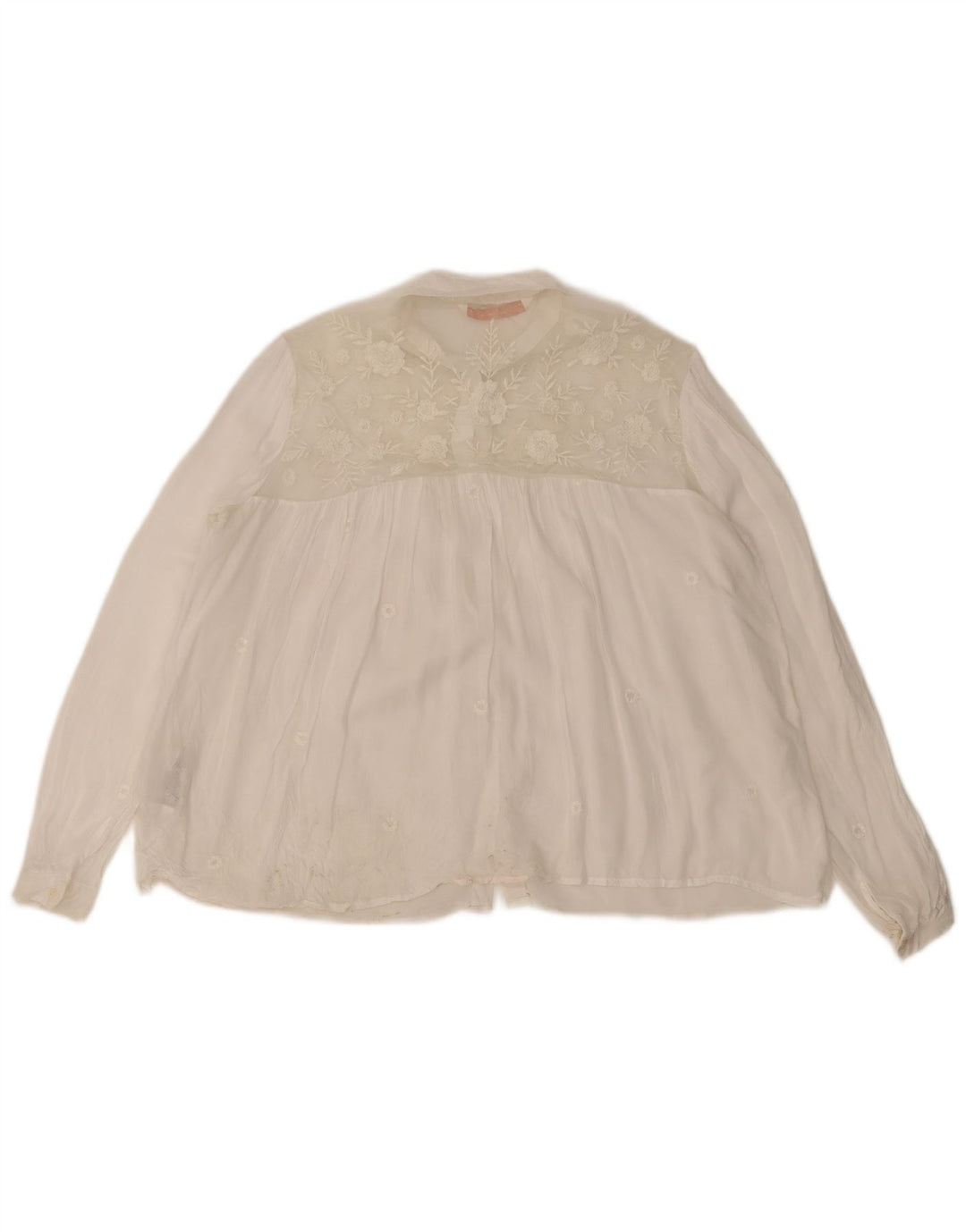 Zara Womens Trafaluc Shirt Blouse UK 14 Medium White Floral Polyester