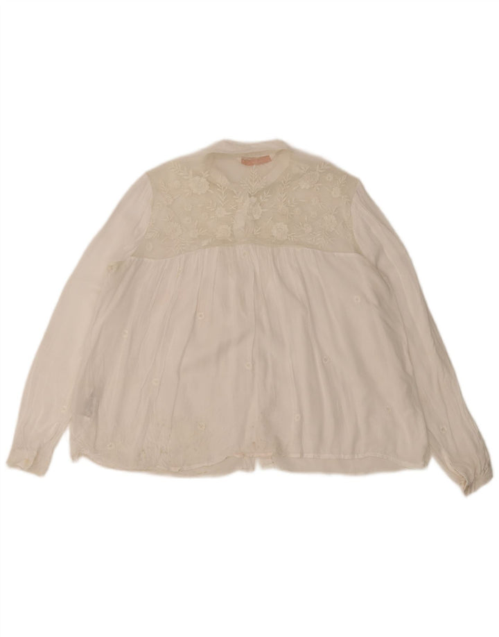 Zara Womens Trafaluc Shirt Blouse UK 14 Medium White Floral Polyester