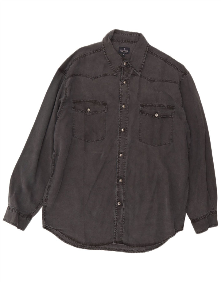 Trussardi Jeans Herre Denim skjorte Medium Grå Tencel