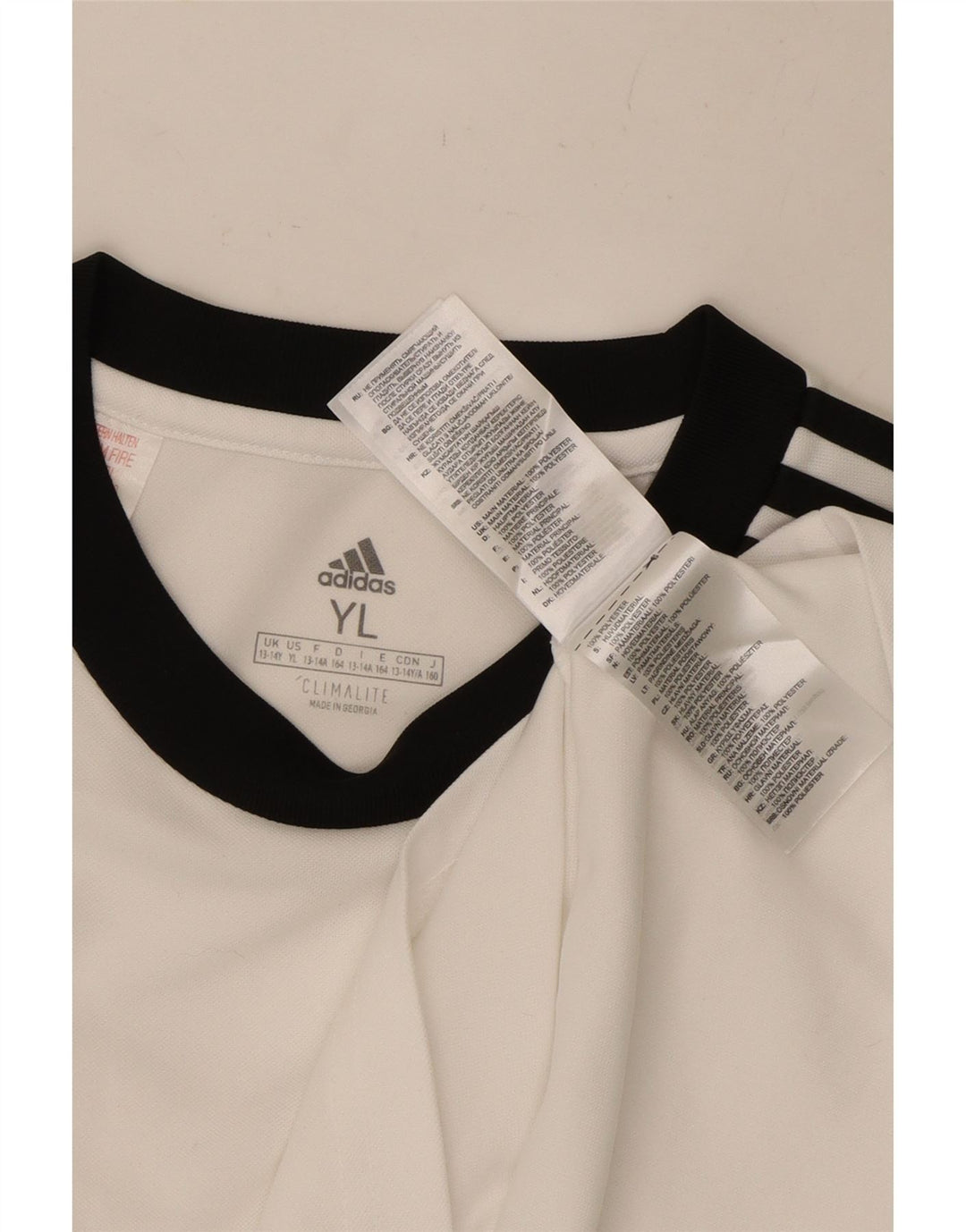 ADIDAS Boys Climalite T-Shirt Top 13-14 Years Large  White Polyester