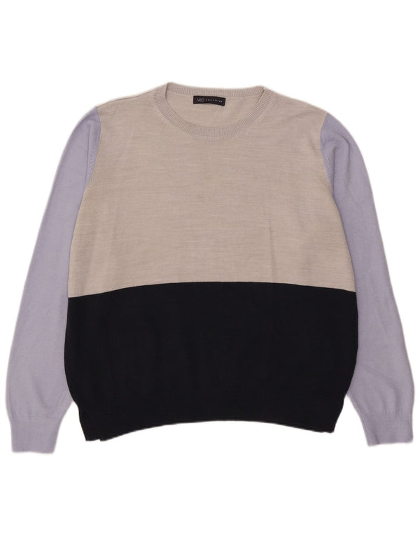 Maglione maglione con scollo a barca da donna Marks & Spencer UK 18 XL Blu Colourblock