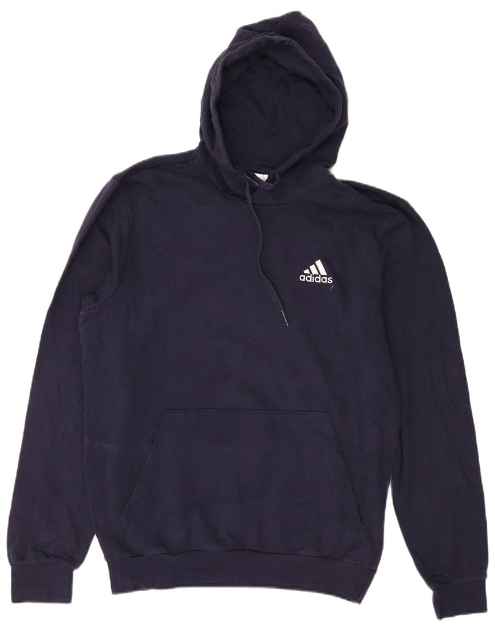 Adidas Mens Hoodie Jumper Medium Navy Blue Cotton
