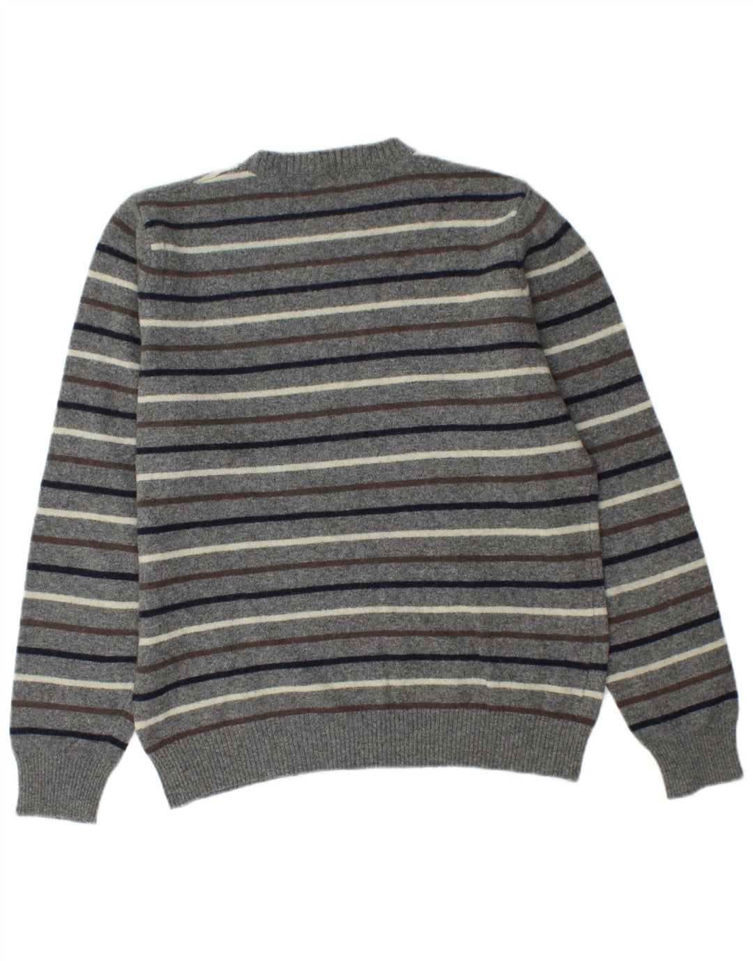 Maglione da uomo girocollo Benetton grigio medio a righe