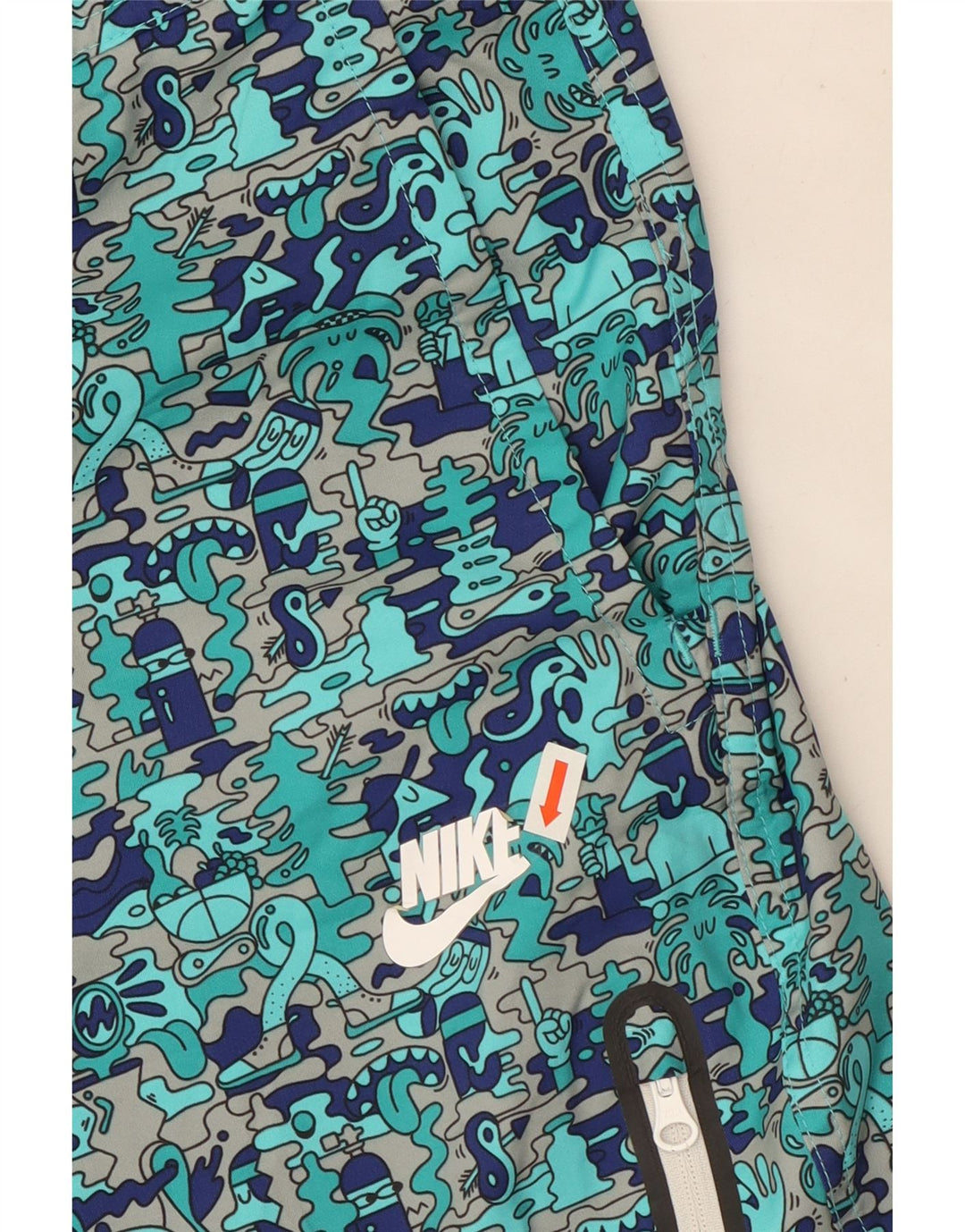 Nike Mens Graphic Cargo Shorts  W34 Large Turquoise Colourblock Polyester
