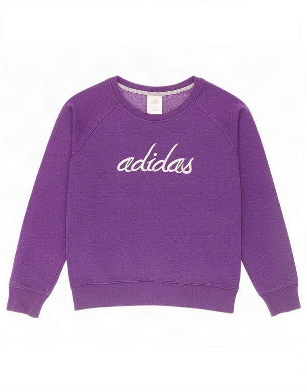 Adidas Damen Graphic Sweatshirt Pullover UK 14 Medium Lila Baumwolle