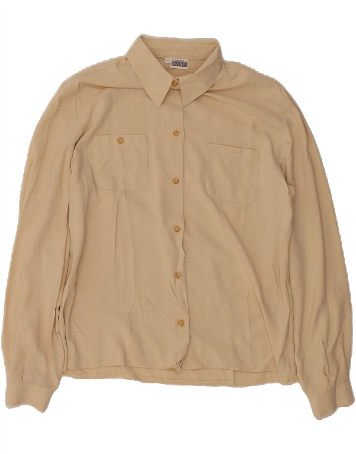 ANDREA MARE Womens Shirt Blouse UK 14 Medium Beige Viscose Vintage Andrea Mare and Second-Hand Andrea Mare from Messina Hembry 