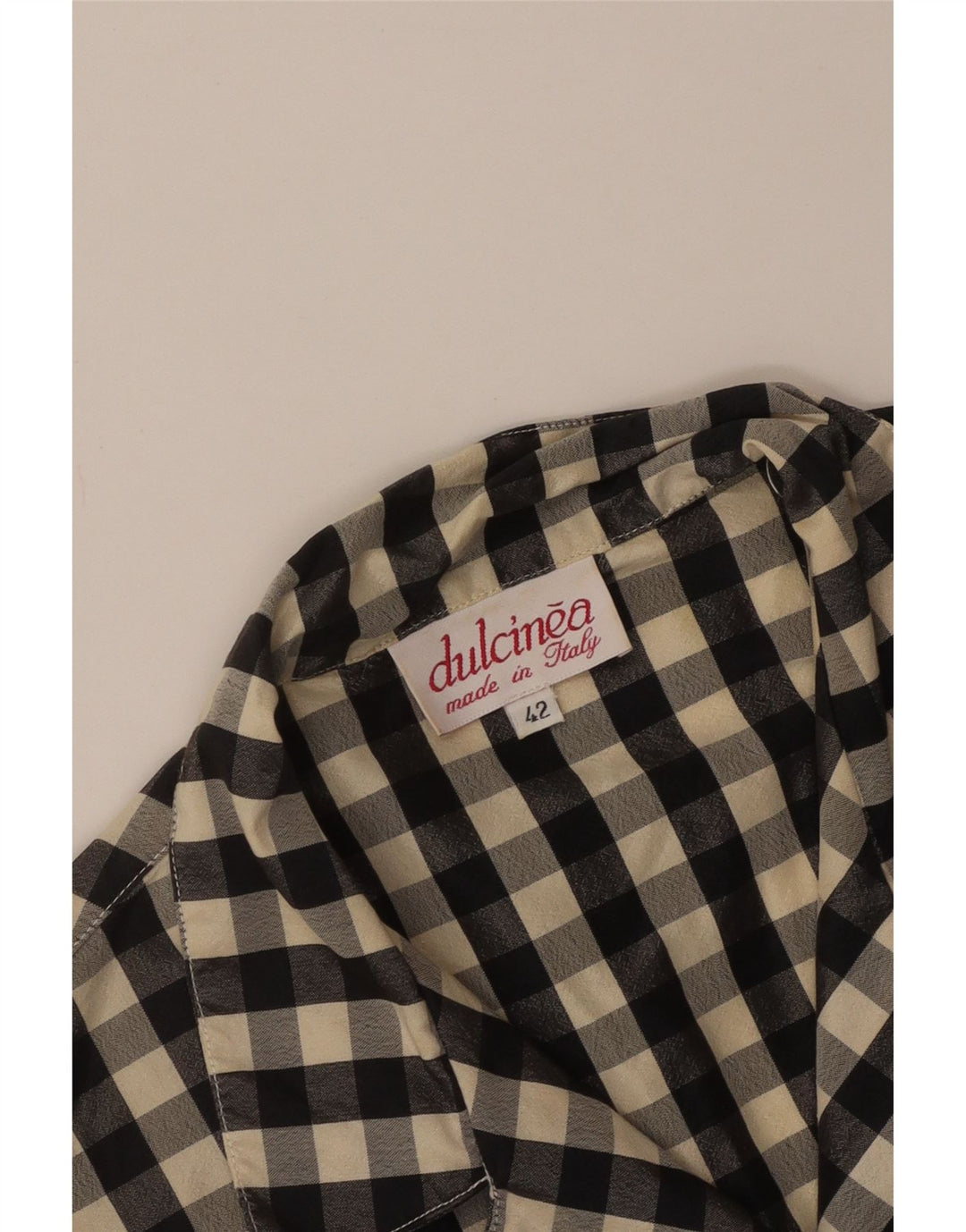 Vintage Womens Crop Sleeveless Shirt Blouse IT 42 Medium Black Gingham