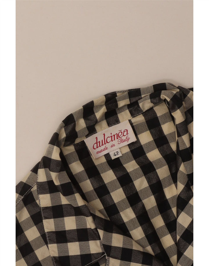 Vintage Womens Crop Sleeveless Shirt Blouse IT 42 Medium Black Gingham