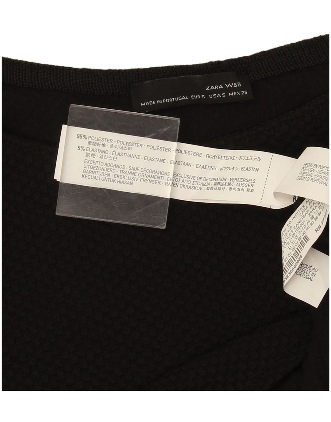 Zara Damen-Top, 3/4-Ärmel, UK-Größe 10, Größe S, Schwarz, Polyester