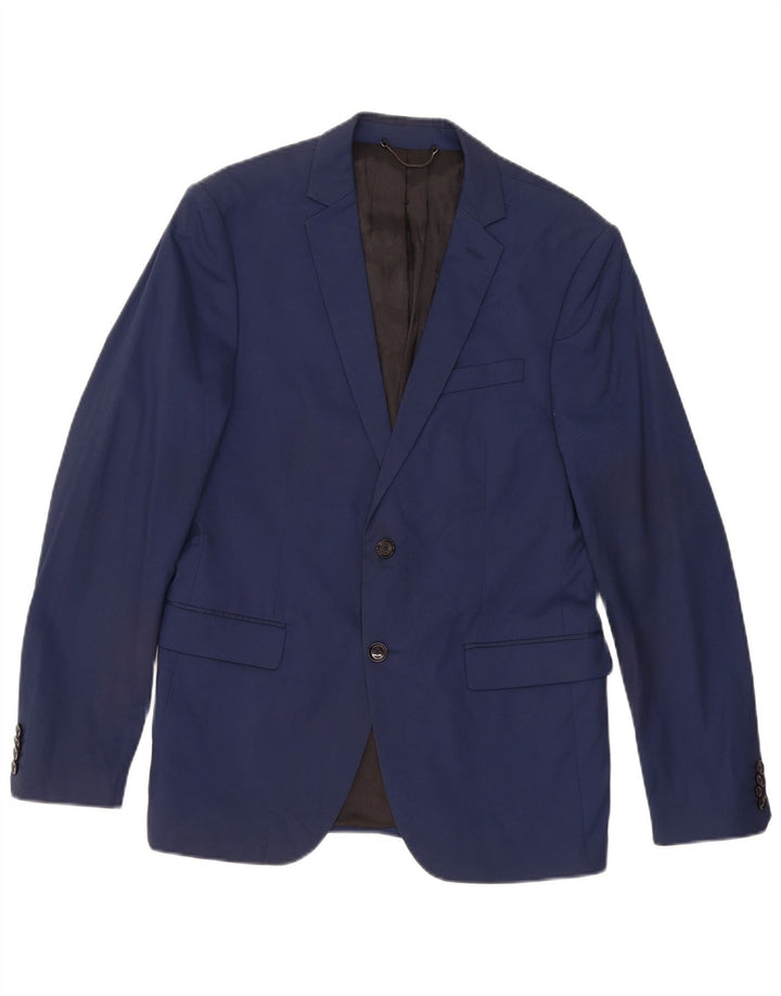 Giacca blazer da uomo a 2 bottoni Zara EU 50 cotone blu navy medio