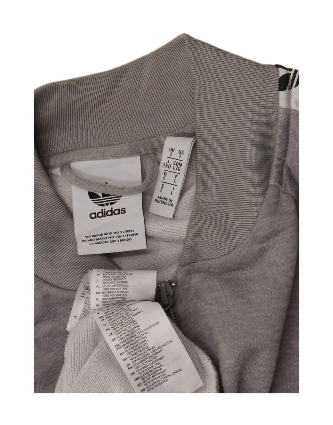 ADIDAS Mens Graphic Tracksuit Top Jacket Large Grey Colourblock Polyester