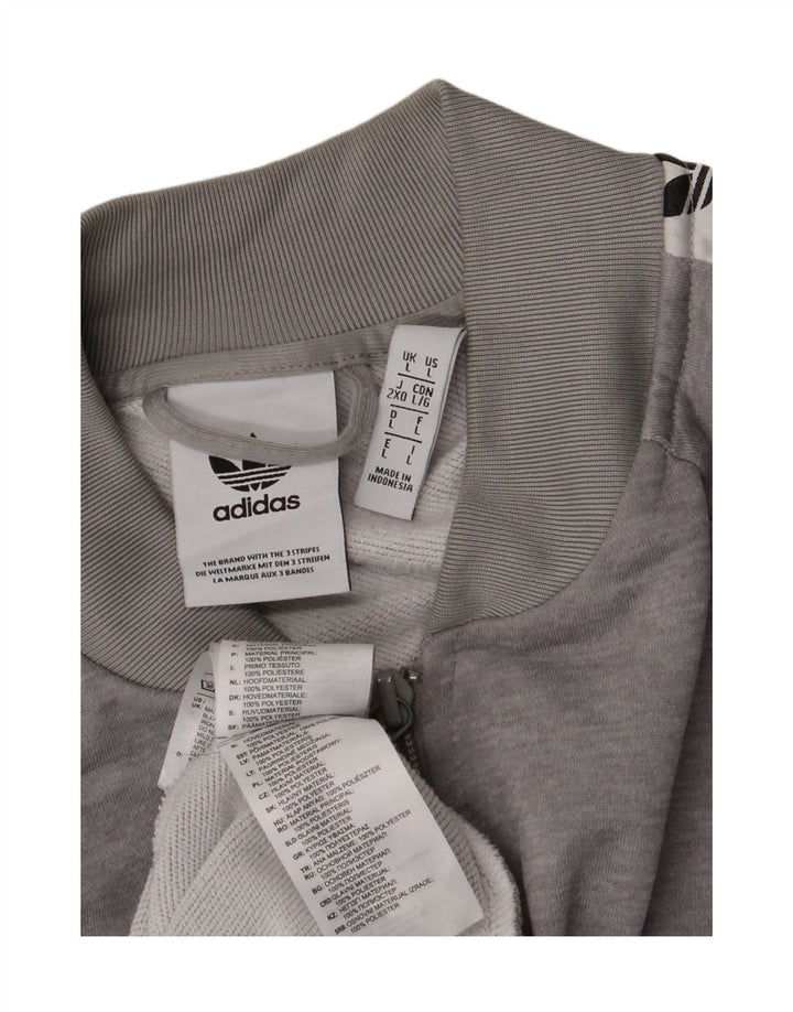 ADIDAS Mens Graphic Tracksuit Top Jacket Large Grey Colourblock Polyester